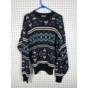 Descente golf collection mens Vintage geo/aztec print sweater size L